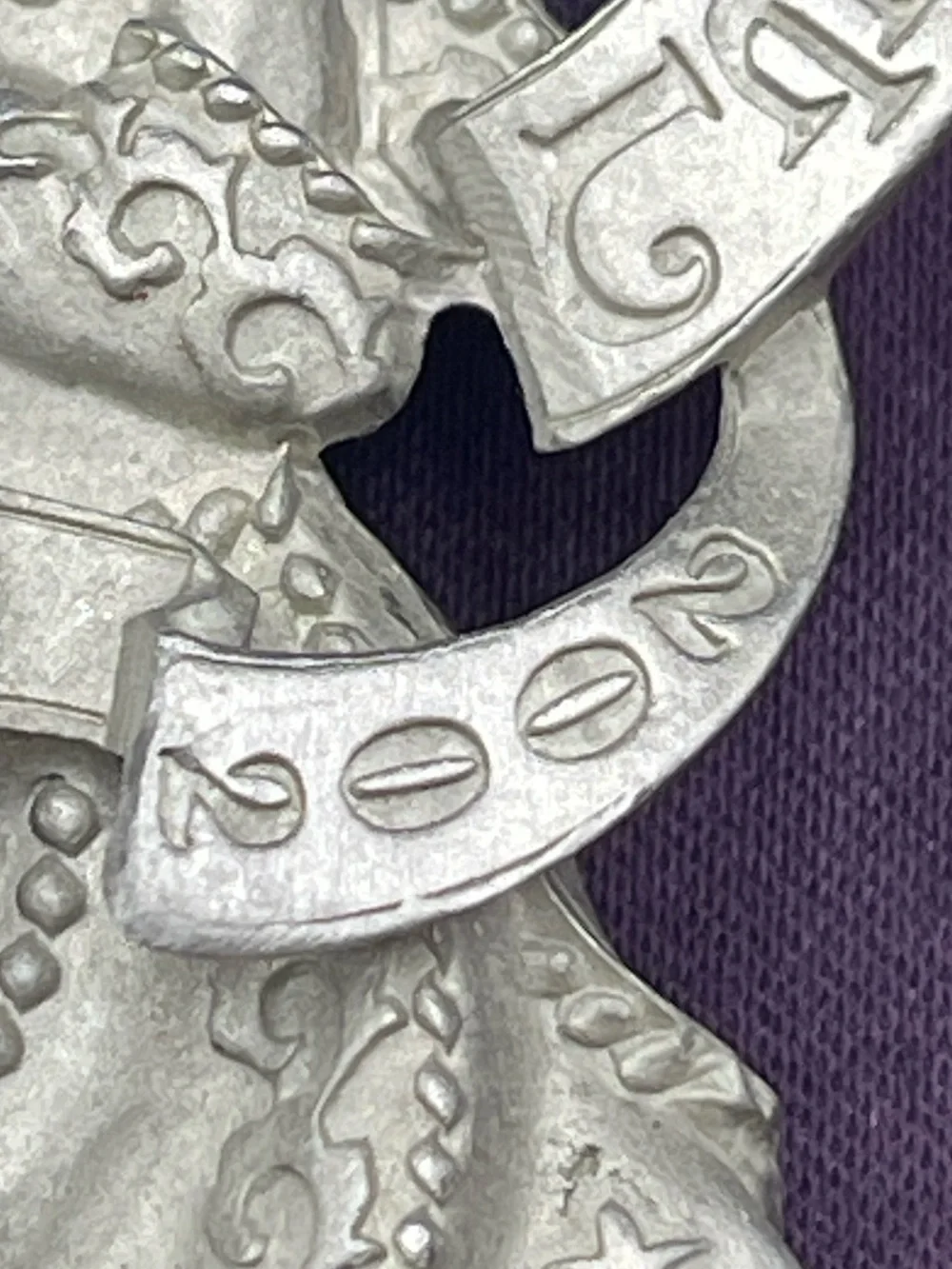 VTG Avon Annual Solid Pewter Ornament:  Year “2002” Christmas Angel Noel Trumpet
